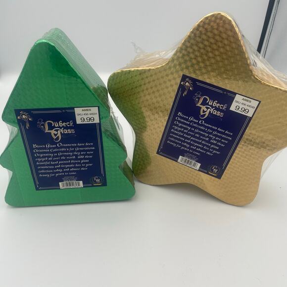 Lubeck Two Sets Hand Painted Blown Glass Christmas Ornaments Keepsake Boxes - Picture 6 of 8